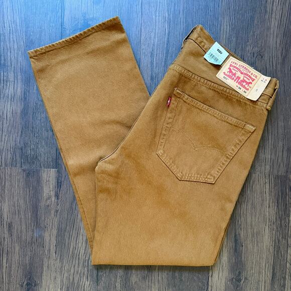 Levi’s 501 Original Jeans Tan Brown Khaki 100% Cotton 36x30 - Picture 1 of 10
